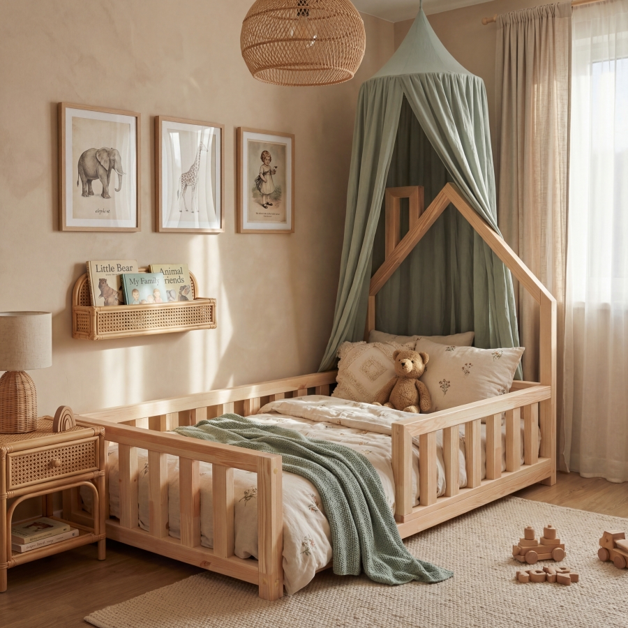 Łóżko z mini domkiem Scandi